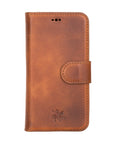 Luxury Brown Leather iPhone 12 Mini Detachable Wallet Case with Card Holder & MagSafe - Venito - 6