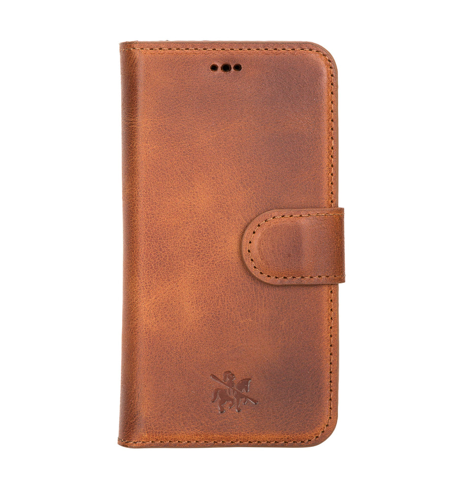 Luxury Brown Leather iPhone 12 Mini Detachable Wallet Case with Card Holder & MagSafe - Venito - 6