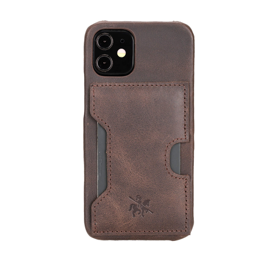 Luxury Dark Brown Leather iPhone 12 Mini Detachable Wallet Case with Card Holder & MagSafe - Venito - 5