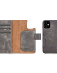 Luxury Gray Leather iPhone 12 Mini Detachable Wallet Case with Card Holder & MagSafe - Venito - 1