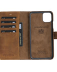 Luxury Brown Leather iPhone 11 Detachable Wallet Case with Card Holder  - Venito - 3