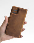 Luxury Brown Leather iPhone 11 Detachable Wallet Case with Card Holder  - Venito - 8