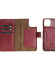 Luxury Red Leather iPhone 11 Pro Detachable Wallet Case with Card Holder - Venito - 1