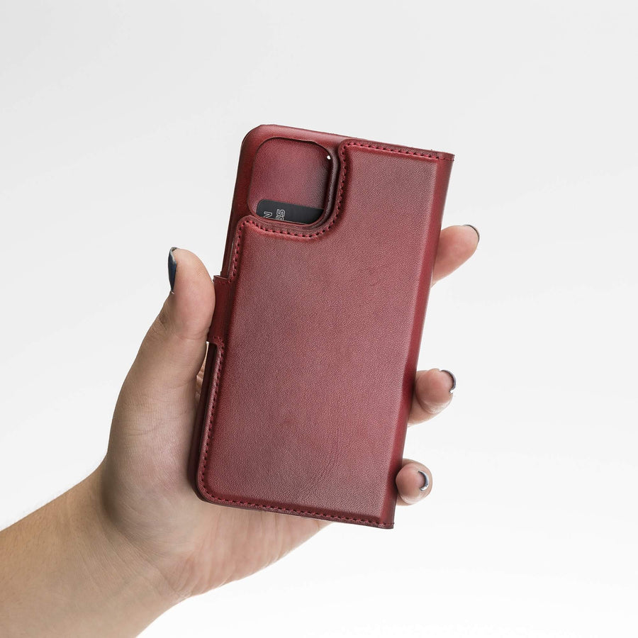 Luxury Red Leather iPhone 11 Pro Detachable Wallet Case with Card Holder - Venito - 9