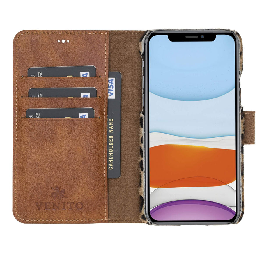 Luxury Leopard Leather iPhone 11 Pro Detachable Wallet Case with Card Holder - Venito - 3