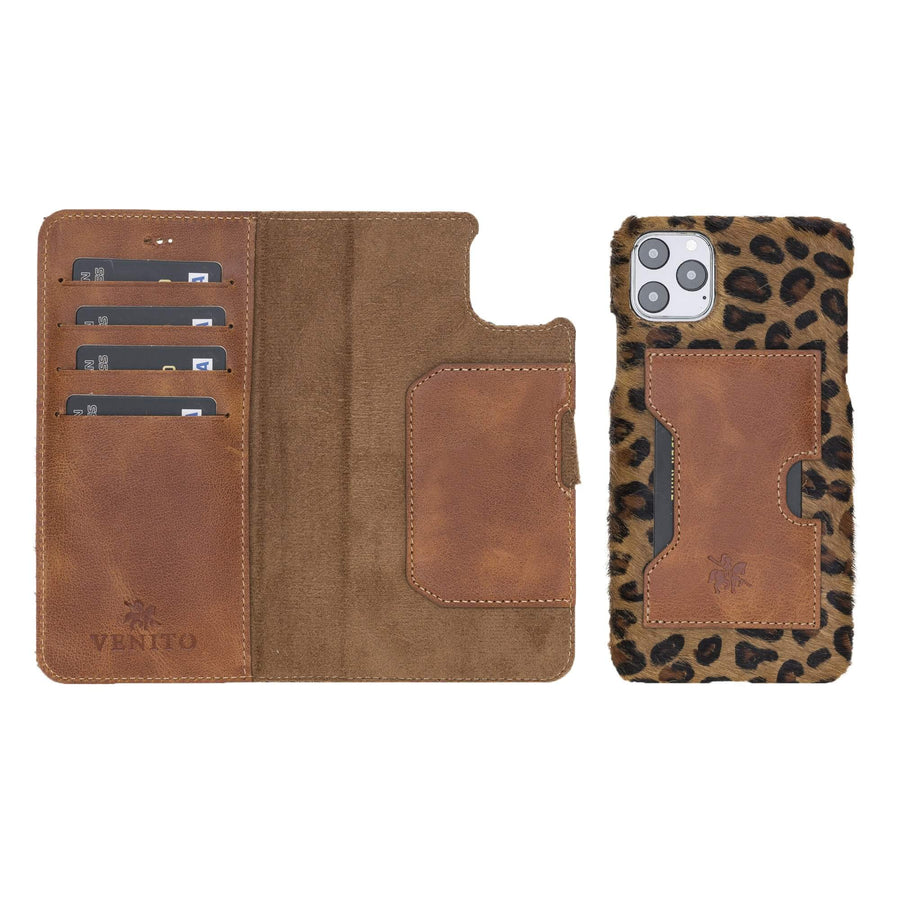 Luxury Leopard Leather iPhone 11 Pro Max Detachable Wallet Case with Card Holder - Venito - 1
