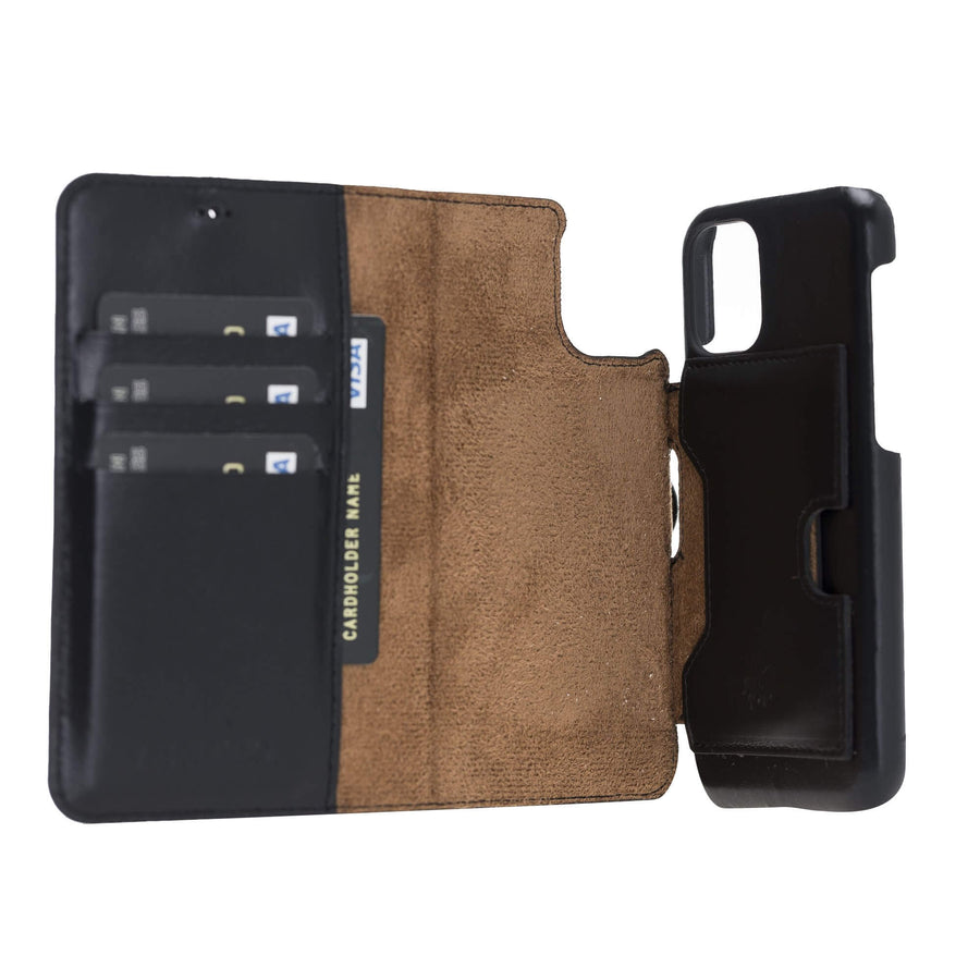 Luxury Black Leather iPhone 11 Pro Detachable Wallet Case with Card Holder - Venito - 2