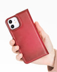 Luxury Red Leather iPhone 12 Detachable Wallet Case with Card Holder & MagSafe - Venito - 7