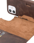 Luxury Dark Brown Leather iPhone 12 Detachable Wallet Case with Card Holder & MagSafe - Venito - 3