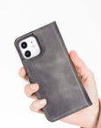 Luxury Gray Leather iPhone 12 Detachable Wallet Case with Card Holder & MagSafe - Venito - 6