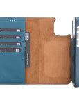 Luxury Pacific Blue Leather iPhone 12 Detachable Wallet Case with Card Holder & MagSafe - Venito - 3