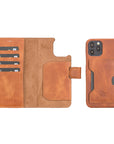 Luxury Brown Leather iPhone 12 Pro Detachable Wallet Case with Card Holder & MagSafe - Venito - 1