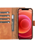 Luxury Brown Leather iPhone 12 Pro Detachable Wallet Case with Card Holder & MagSafe - Venito - 2