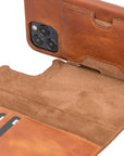 Luxury Brown Leather iPhone 12 Pro Detachable Wallet Case with Card Holder & MagSafe - Venito - 3