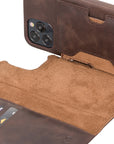 Luxury Dark Brown Leather iPhone 12 Pro Detachable Wallet Case with Card Holder & MagSafe - Venito - 3