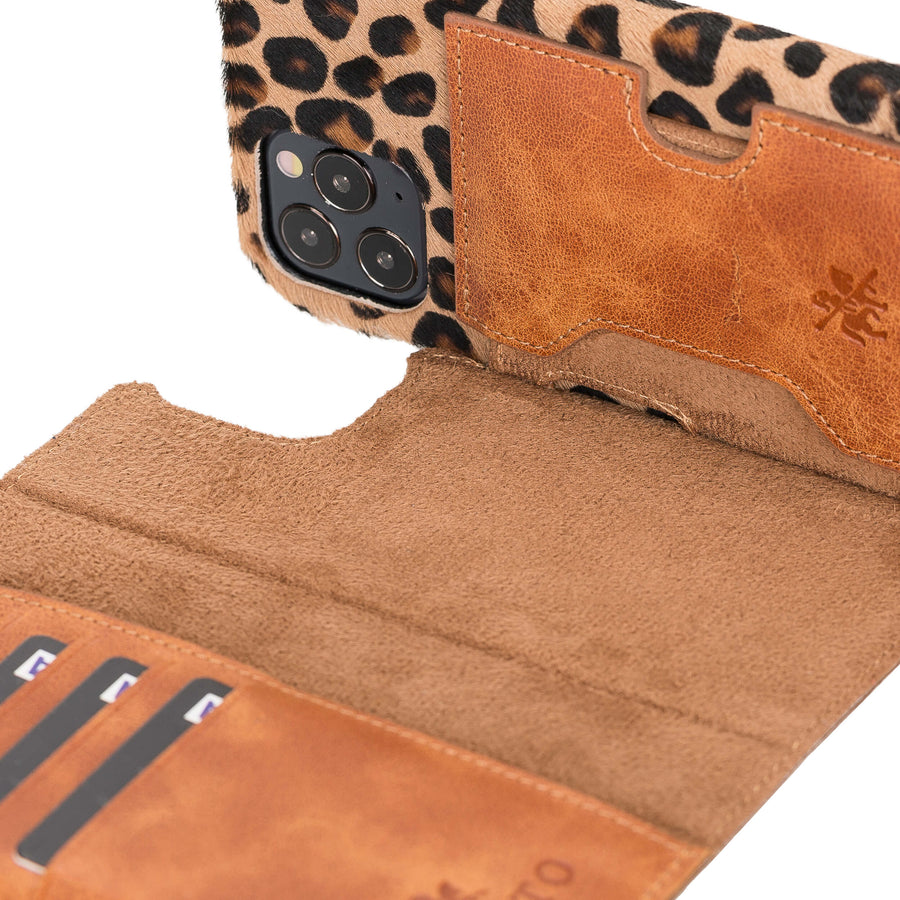 Luxury Leopard Leather iPhone 12 Pro Detachable Wallet Case with Card Holder & MagSafe - Venito - 3