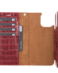 Luxury Red Crocodile Leather iPhone 12 Pro Detachable Wallet Case with Card Holder & MagSafe - Venito - 3