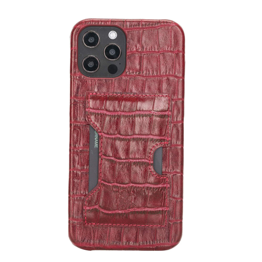 Luxury Red Crocodile Leather iPhone 12 Pro Detachable Wallet Case with Card Holder & MagSafe - Venito - 5