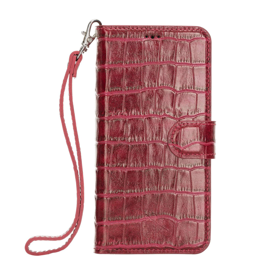 Luxury Red Crocodile Leather iPhone 12 Detachable Wallet Case with Card Holder & MagSafe - Venito - 9