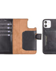 Luxury Black Leather iPhone 12 Detachable Wallet Case with Card Holder & MagSafe - Venito - 1