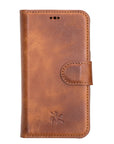 Florence Luxury Brown Leather iPhone 13 Detachable Wallet Case with Card Holder & MagSafe - Venito - 7