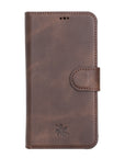 Florence Luxury Dark Brown Leather iPhone 13 Detachable Wallet Case with Card Holder & MagSafe - Venito - 7