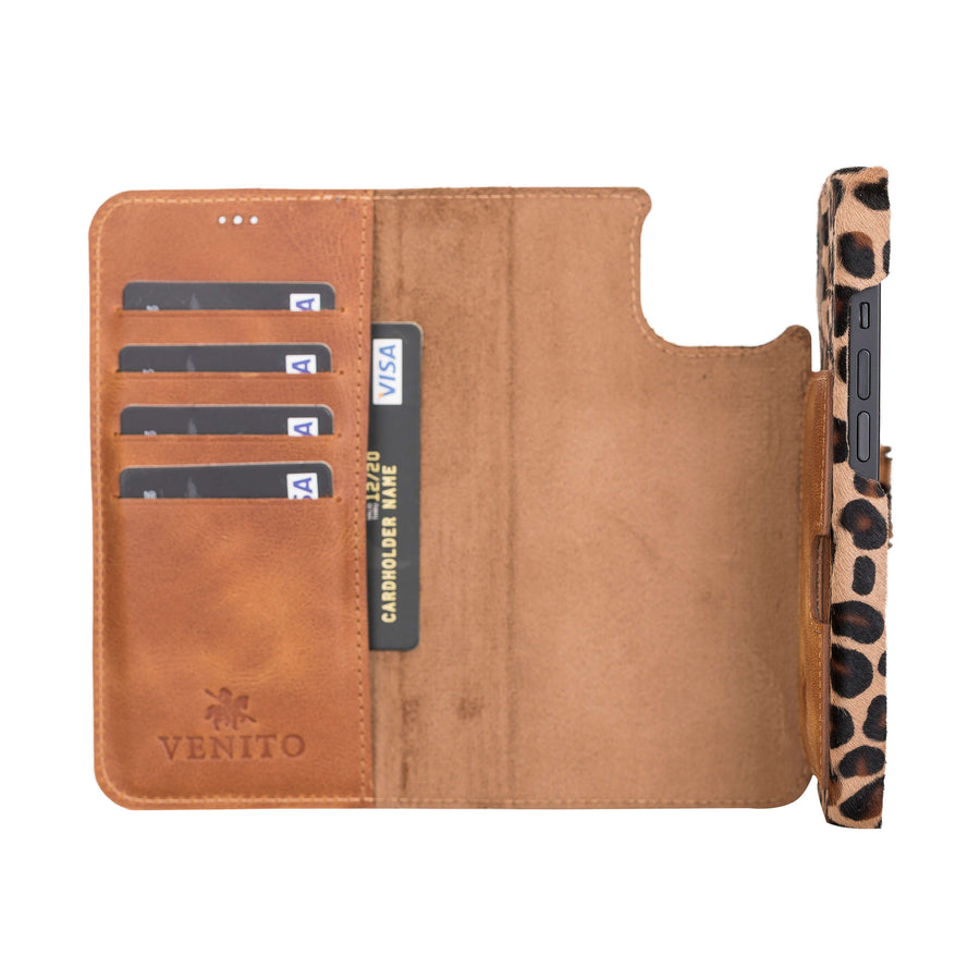 Florence Luxury Leopard Leather iPhone 13 Detachable Wallet Case with Card Holder & MagSafe - Venito - 3