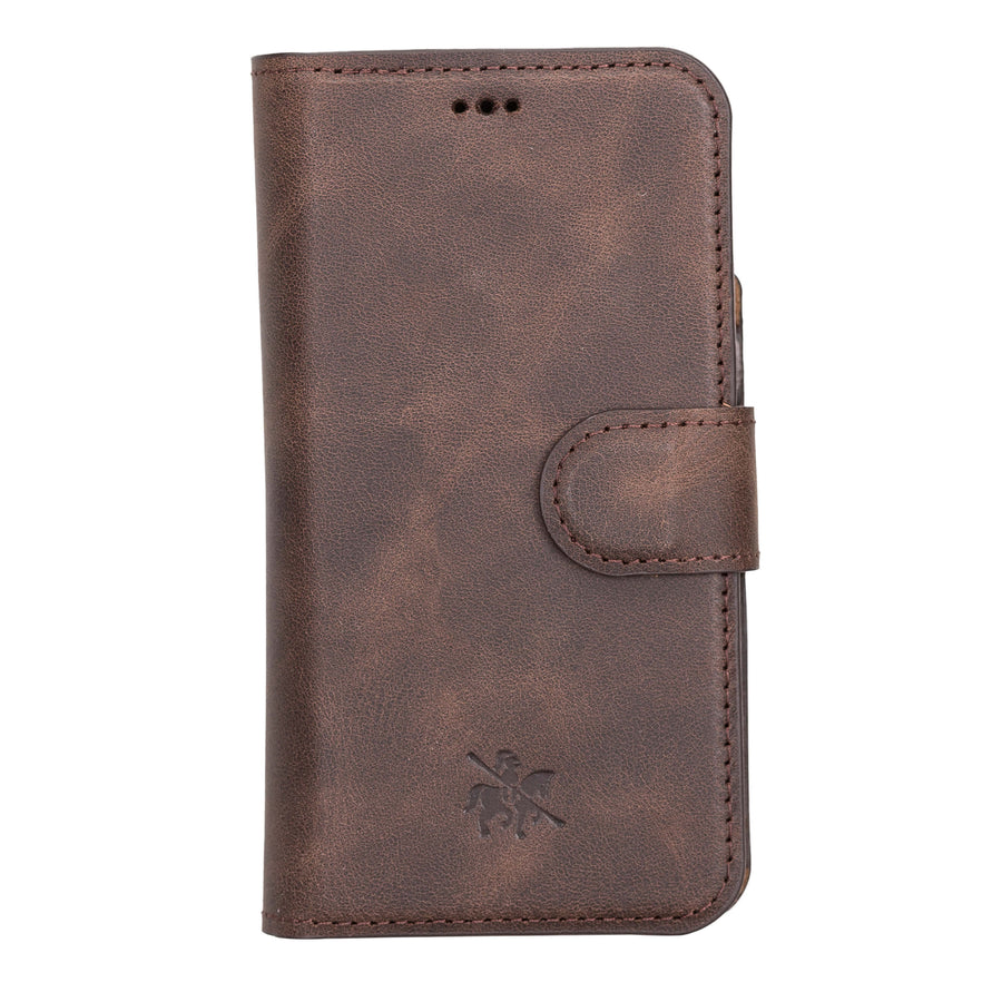 Florence Luxury Dark Brown Leather iPhone 13 Mini Detachable Wallet Case with Card Holder & MagSafe - Venito - 7