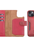 Florence Luxury Red Leather iPhone 13 Mini Detachable Wallet Case with Card Holder & MagSafe - Venito - 1