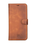 Florence Luxury Brown Leather iPhone 13 Pro Detachable Wallet Case with Card Holder & MagSafe - Venito - 7