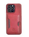 Florence Luxury Red Leather iPhone 13 Pro Detachable Wallet Case with Card Holder & MagSafe - Venito - 5