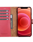 Florence Luxury Red Leather iPhone 13 Pro Max Detachable Wallet Case with Card Holder & MagSafe - Venito - 2
