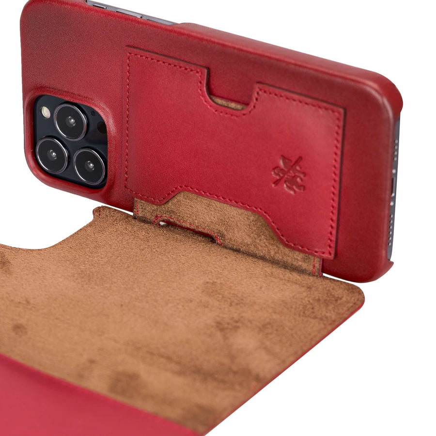Florence Luxury Red Leather iPhone 13 Pro Max Detachable Wallet Case with Card Holder & MagSafe - Venito - 4