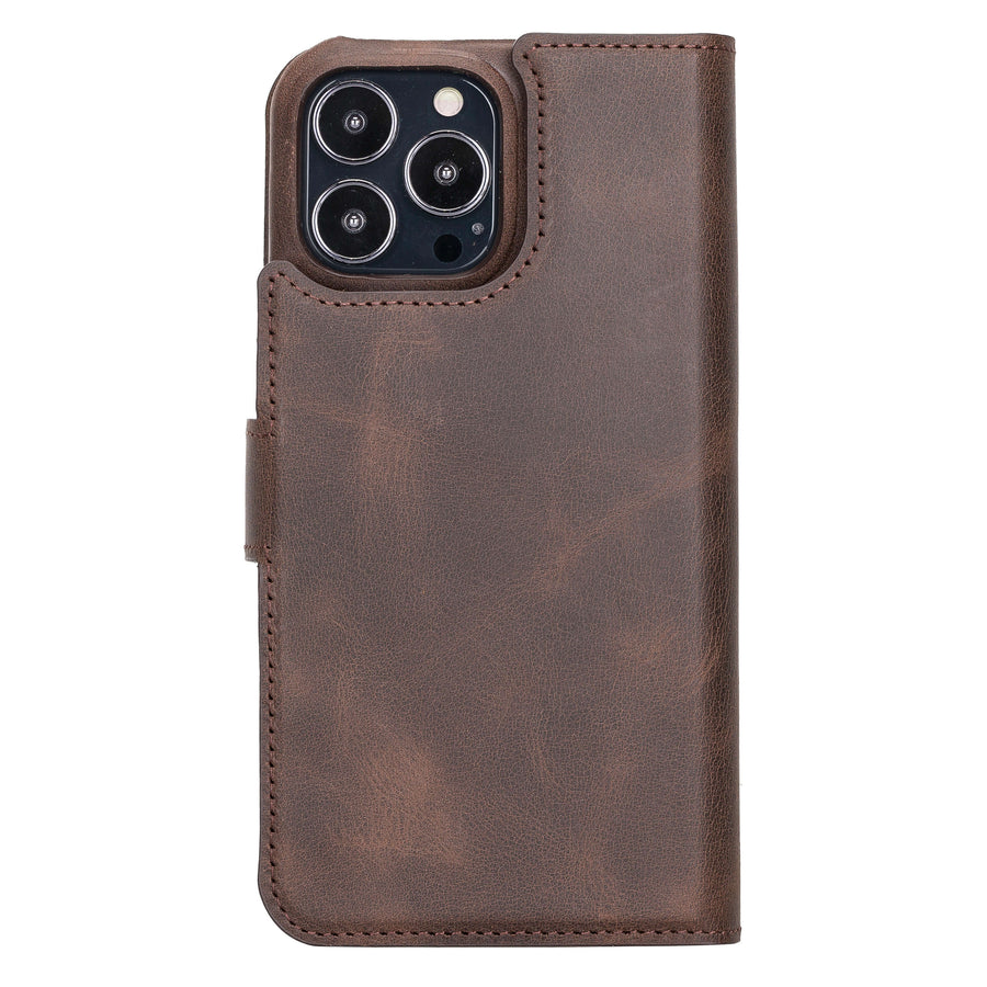 Florence Luxury Dark Brown Leather iPhone 13 Pro Max Detachable Wallet Case with Card Holder & MagSafe - Venito - 8