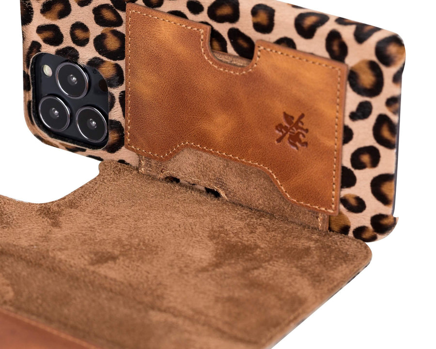 Florence Luxury Leopard Leather iPhone 13 Pro Max Detachable Wallet Case with Card Holder & MagSafe - Venito - 4