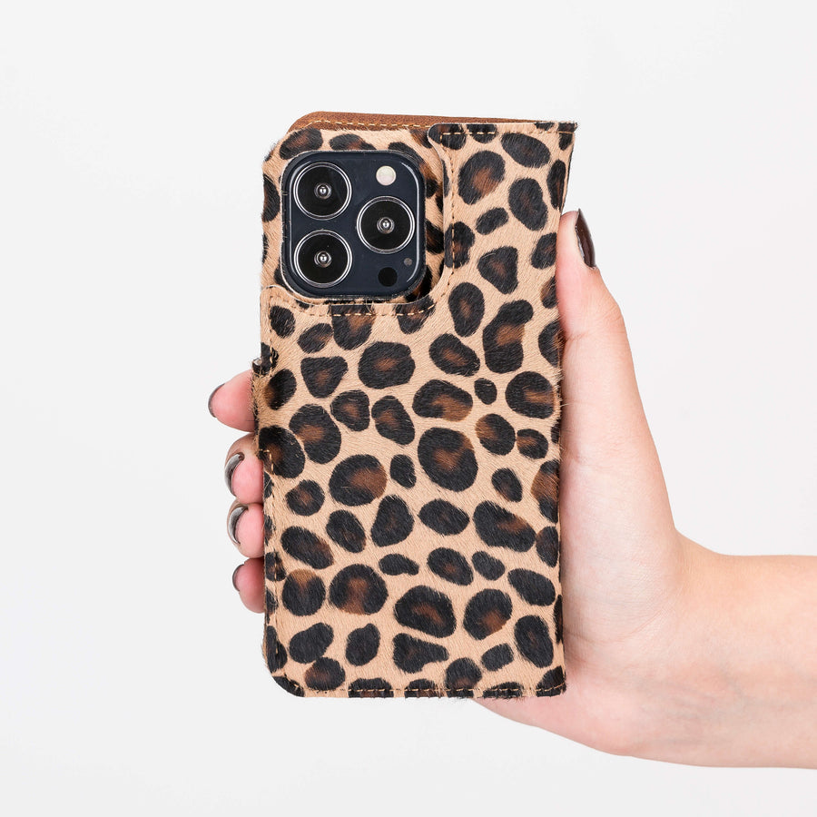 Florence Luxury Leopard Leather iPhone 13 Pro Max Detachable Wallet Case with Card Holder & MagSafe - Venito - 9