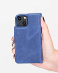 Florence Luxury Blue Leather iPhone 13 Detachable Wallet Case with Card Holder & MagSafe - Venito - 9