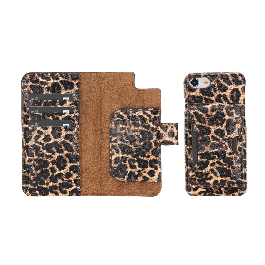 Luxury Leopard Print Leather iPhone 7 Detachable Wallet Case with Card Holder - Venito - 1