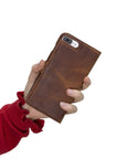 Luxury Brown Leather iPhone 8 Plus Detachable Wallet Case with Card Holder - Venito - 9