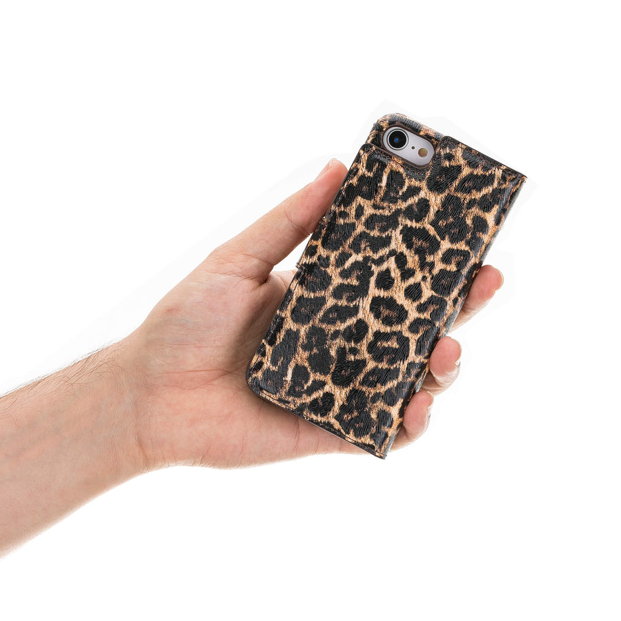 Luxury Leopard Print Leather iPhone SE 2020 Detachable Wallet Case with Card Holder - Venito - 9