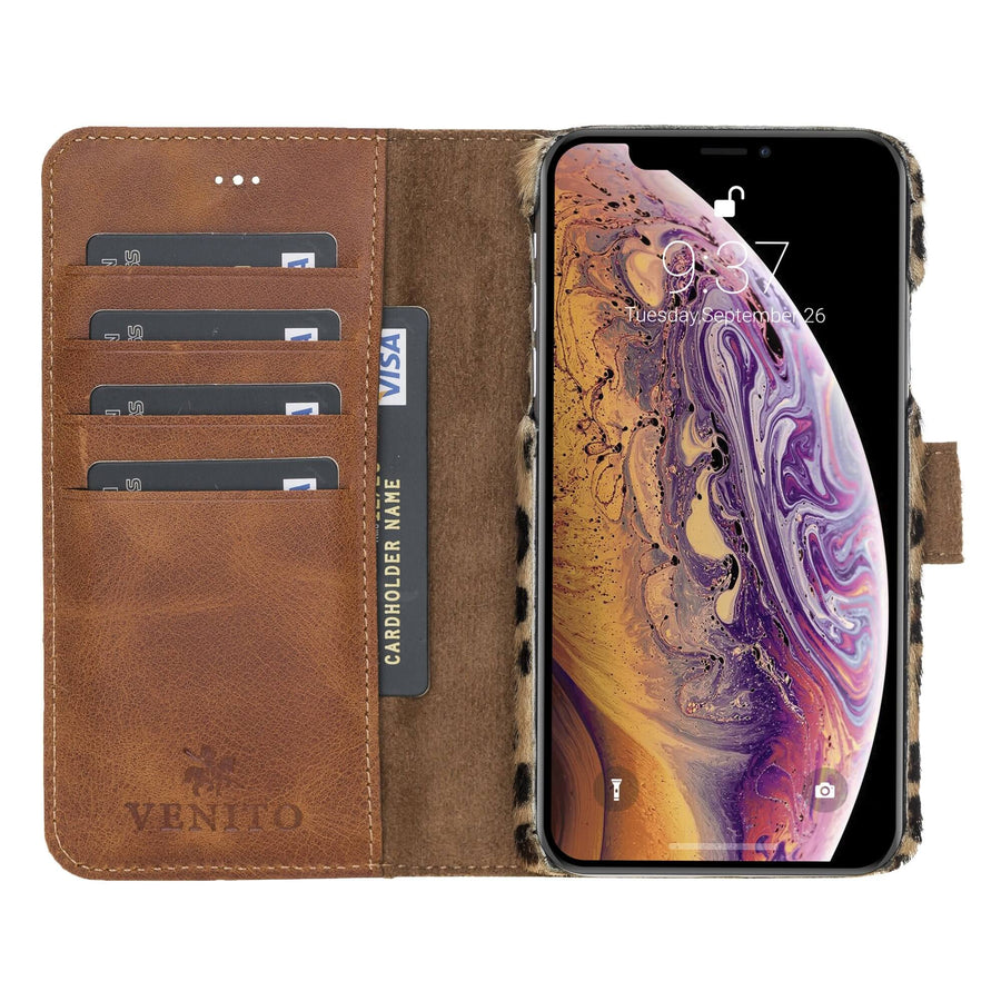 Luxury Leopard Leather iPhone XR Detachable Wallet Case with Card Holder - Venito - 3
