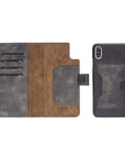 Luxury Gray Leather iPhone XS Max Detachable Wallet Case with Card Holder - Venito - 1