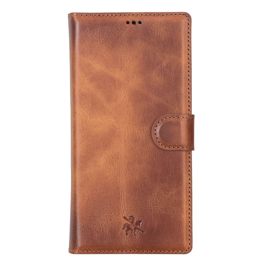 Luxury Brown Leather Samsung Galaxy S22 Ultra Detachable Wallet Case with Card Holder - Venito - 7