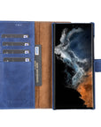 Luxury Blue Leather Samsung Galaxy S22 Ultra Detachable Wallet Case with Card Holder - Venito - 2