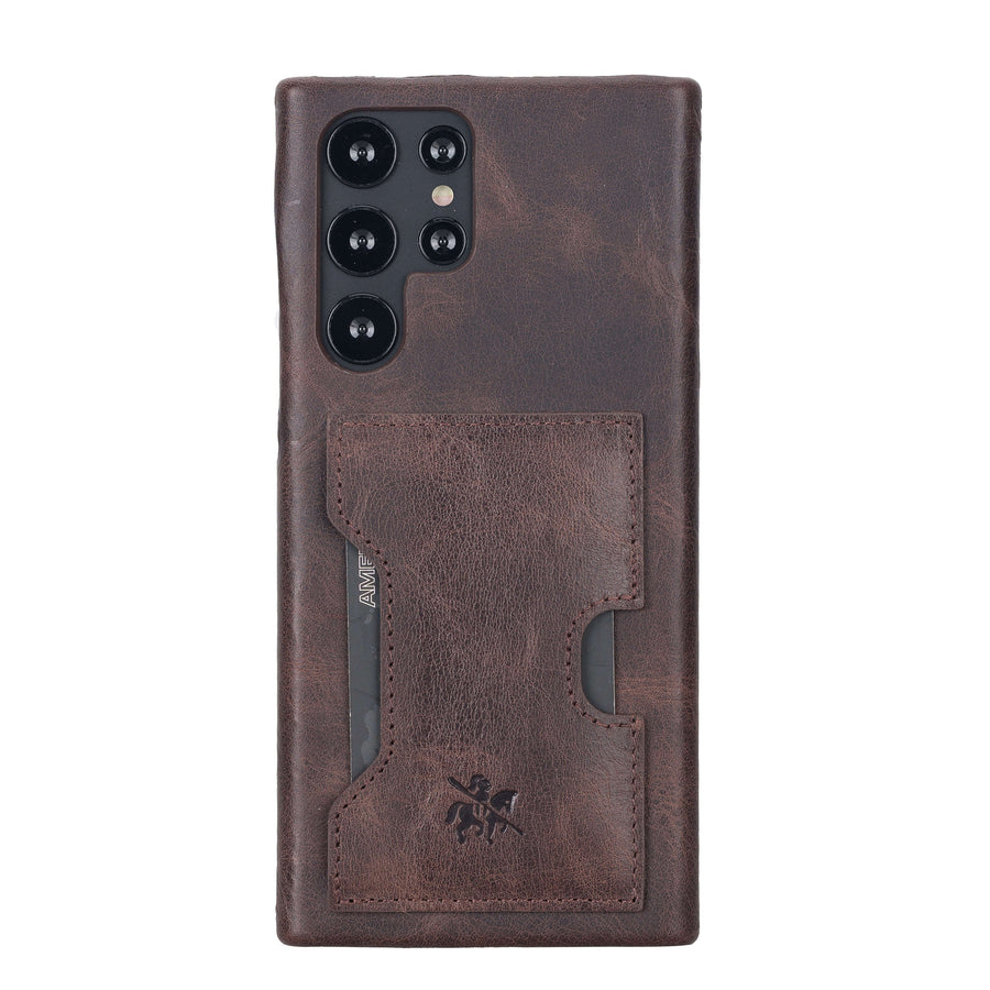 Luxury Dark Brown Leather Samsung Galaxy S22 Utra Wallet Case with Card Holder - Venito - 5