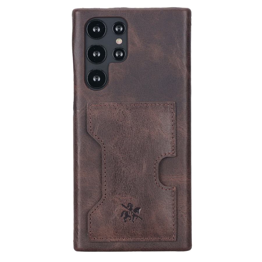 Luxury Dark Brown Leather Samsung Galaxy S22 Utra Wallet Case with Card Holder - Venito - 6