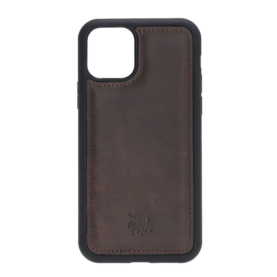 Luxury Dark Brown Leather iPhone 11 Snap-On Case - Venito – 1