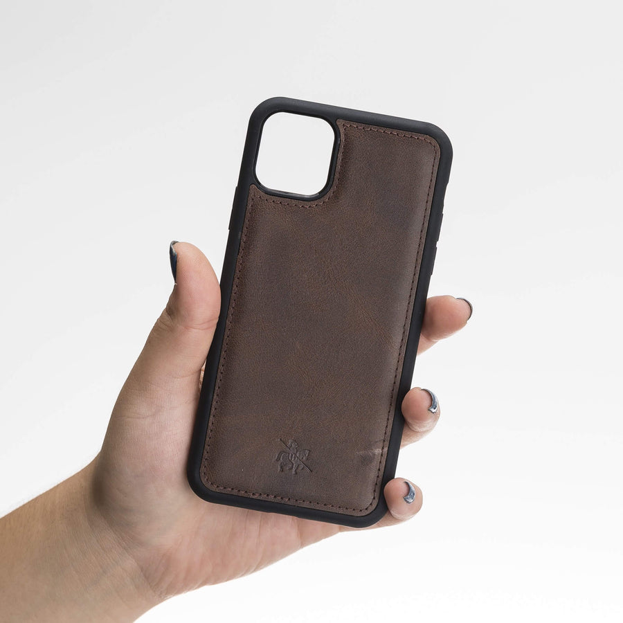 Luxury Dark Brown Leather iPhone 11 Pro Max Snap-On Case - Venito – 2