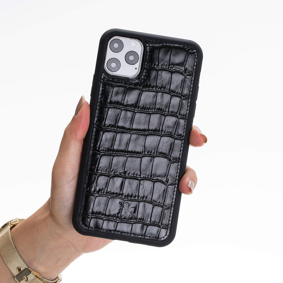 Luxury Black Crocodile Leather iPhone 11 Pro Max Snap-On Case - Venito – 2