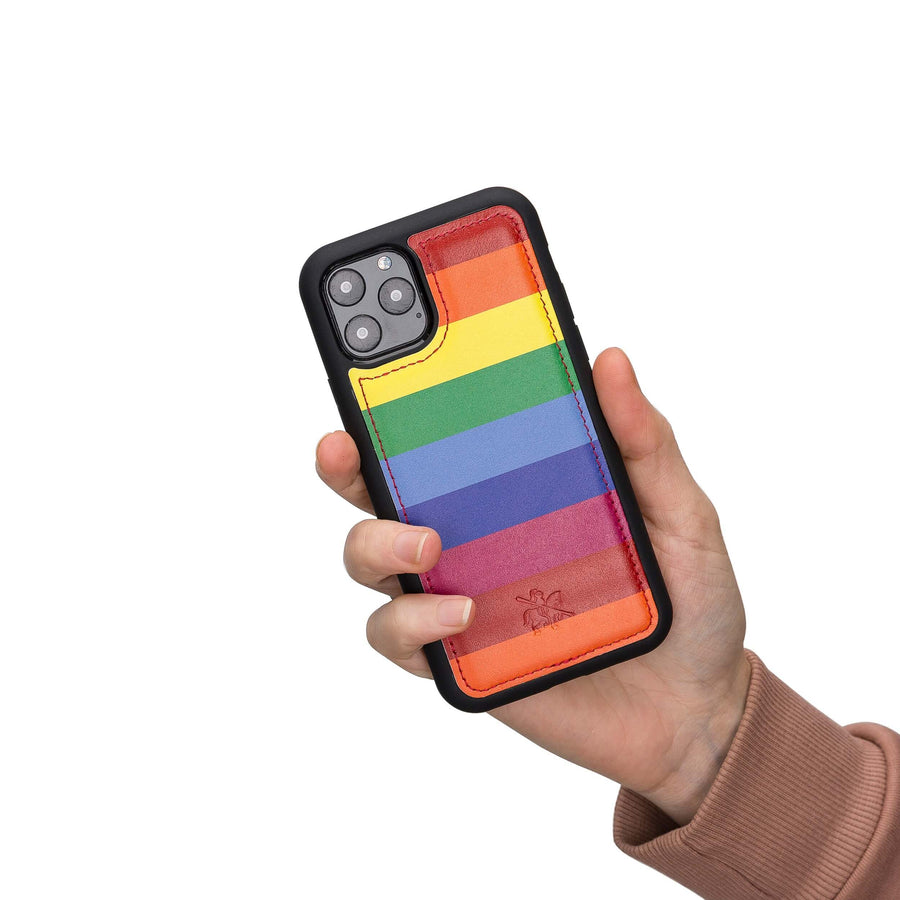 Luxury Rainbow Leather iPhone 11 Pro Snap-On Case - Venito – 2